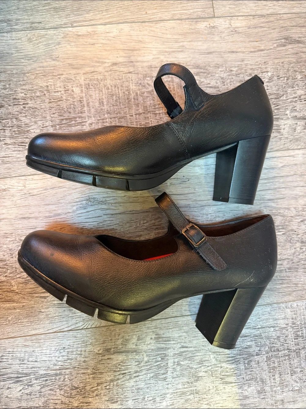 Heeled, Black leather  Mary Jane’s